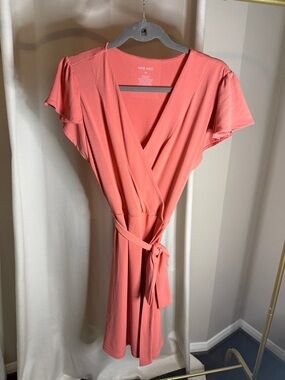Nine West Coral-Pink Wrap-Style Dress